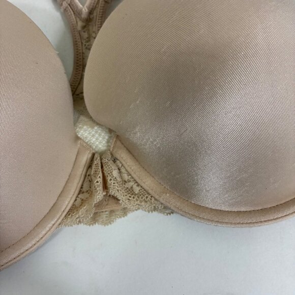 Maidenform One Fab Fit T-Back Underwire Front Close Bra Beige Sz 34DD Coquette - Picture 2 of 6